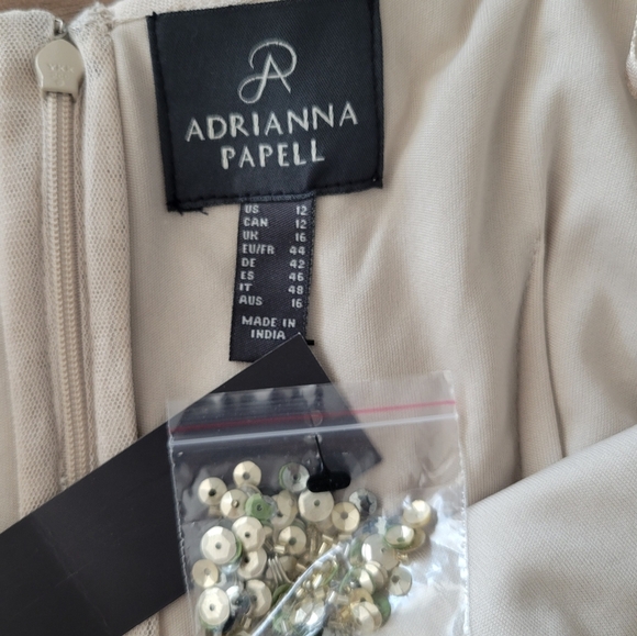 Adrianna Papell Floral Beaded Sweetheart Neck Cap Sleeves Shealth Long Gown 12 - Picture 12 of 16